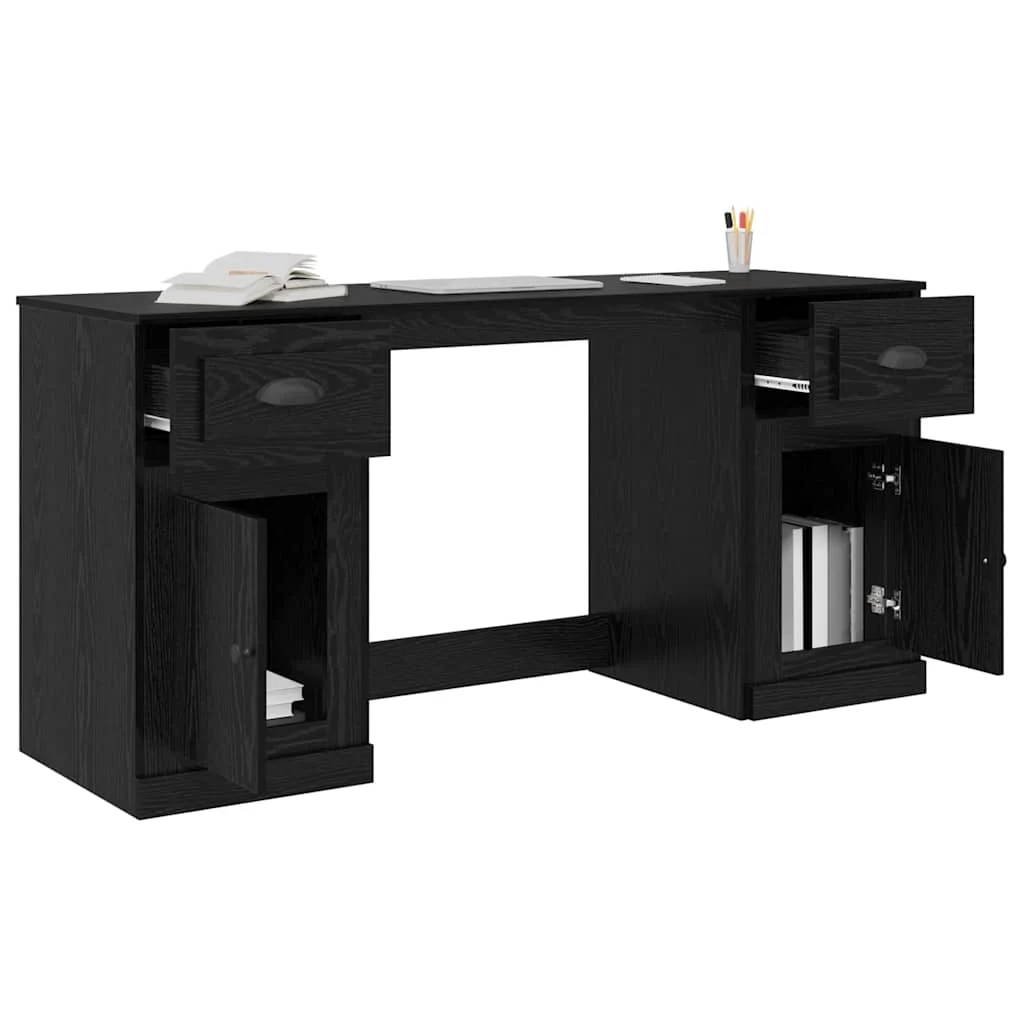 Bureau avec armoire 154,5 x 50 x 75 cm chêne noir bois d'ingénierie – vue en situation