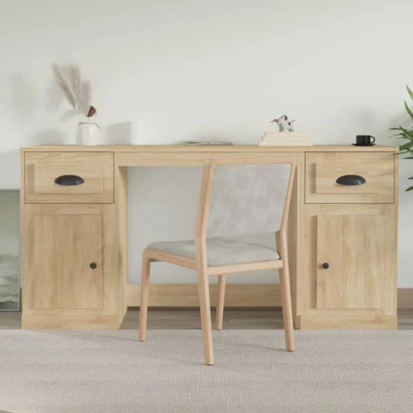 Bureau avec armoire 154,5 x 50 x 75 cm chêne sonoma bois d'ingénierie – vue d’ensemble