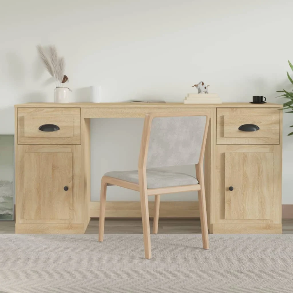 Bureau avec armoire 154,5 x 50 x 75 cm chêne sonoma bois d'ingénierie – vue d’ensemble
