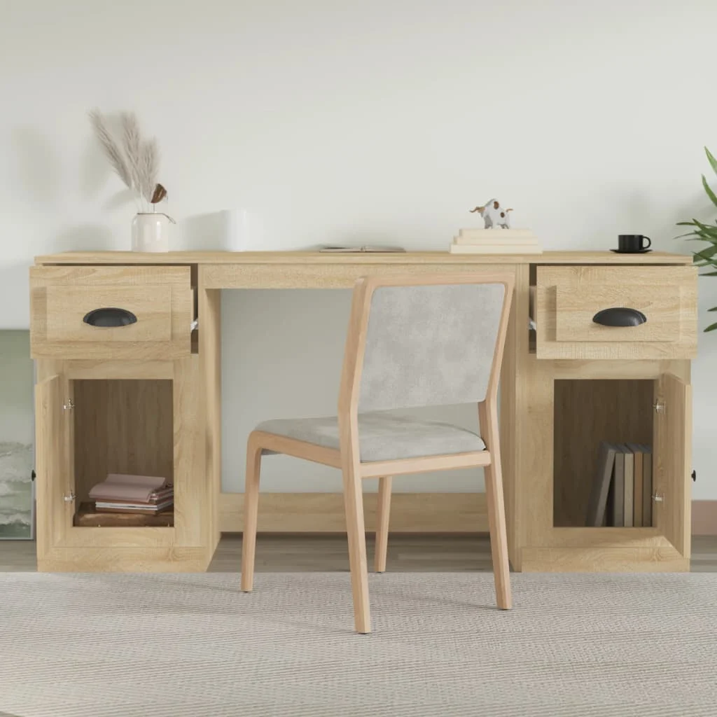 Bureau avec armoire 154,5 x 50 x 75 cm chêne sonoma bois d'ingénierie – vue de détail