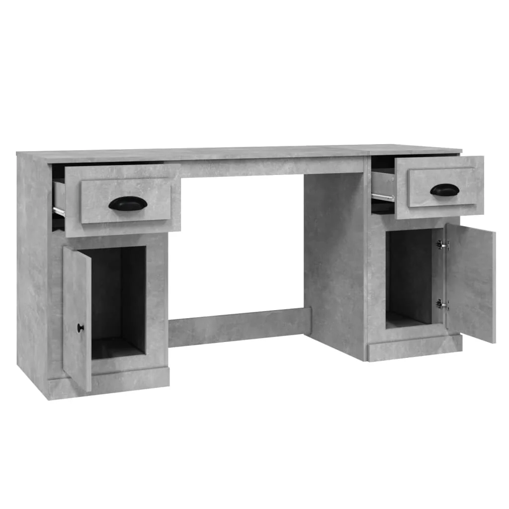 Bureau avec armoire 154,5 x 50 x 75 cm gris béton bois d'ingénierie – vue de dessus
