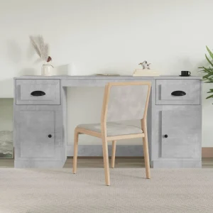 Bureau avec armoire 154,5 x 50 x 75 cm gris béton bois d'ingénierie – vue d’ensemble