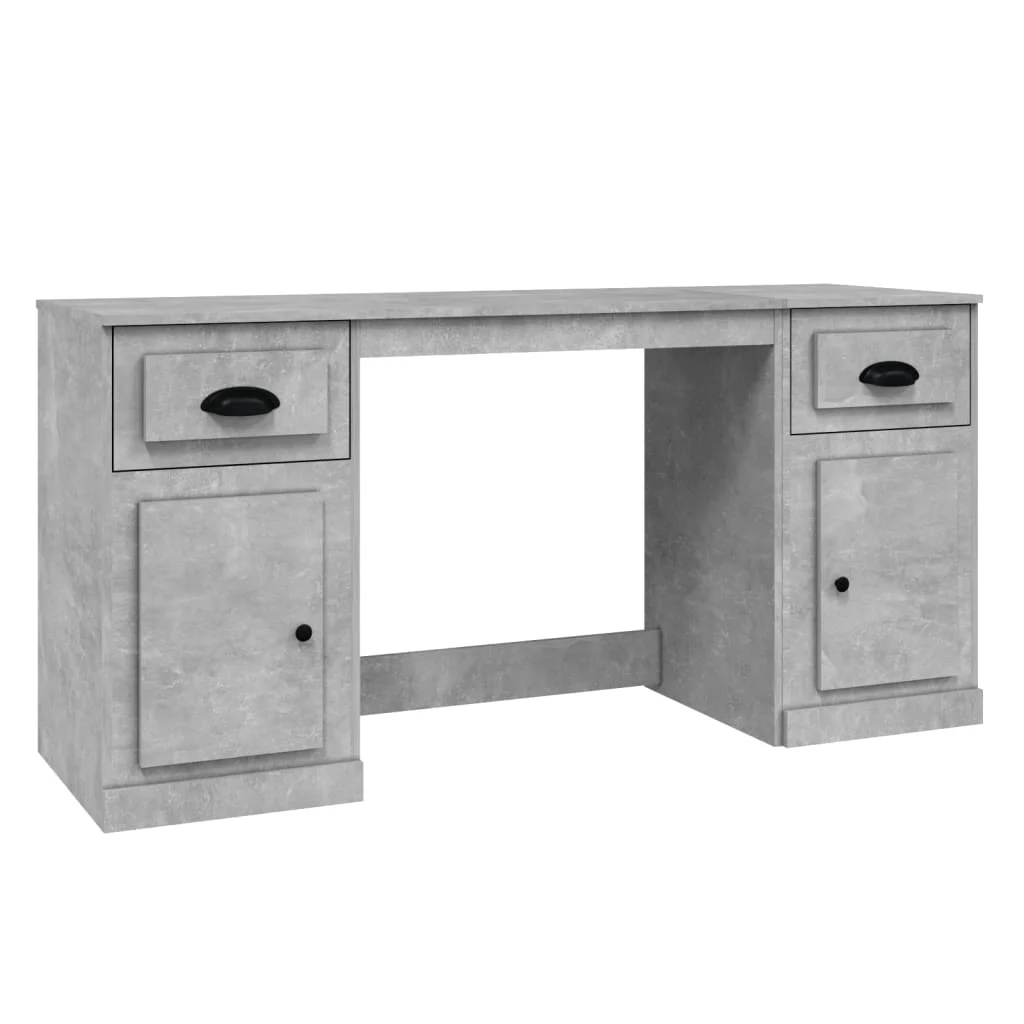 Bureau avec armoire 154,5 x 50 x 75 cm gris béton bois d'ingénierie – vue de côté