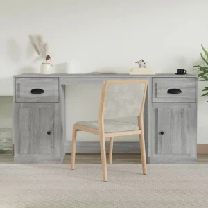 Bureau avec armoire 154,5 x 50 x 75 cm sonoma gris bois d'ingénierie – vue d’ensemble