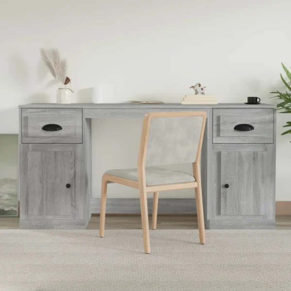 Bureau avec armoire 154,5 x 50 x 75 cm sonoma gris bois d'ingénierie – vue d’ensemble