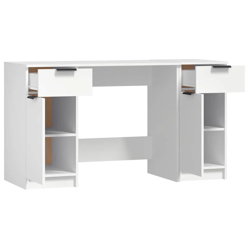 Bureau avec armoire latérale 100 x 50 x 75 cm blanc bois d'ingénierie – vue de dessus