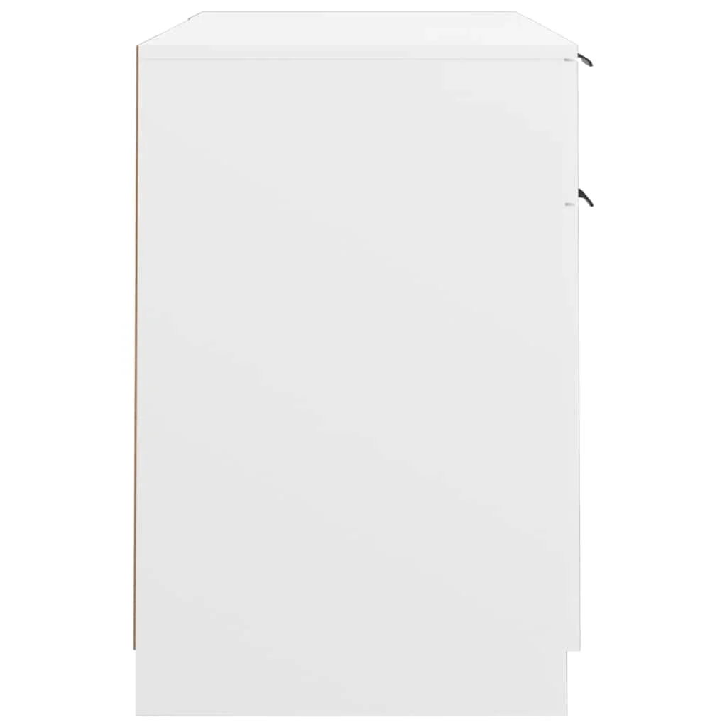Bureau avec armoire latérale 100 x 50 x 75 cm blanc bois d'ingénierie – vue de dos