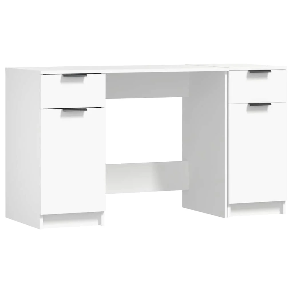 Bureau avec armoire latérale 100 x 50 x 75 cm blanc bois d'ingénierie – vue de côté