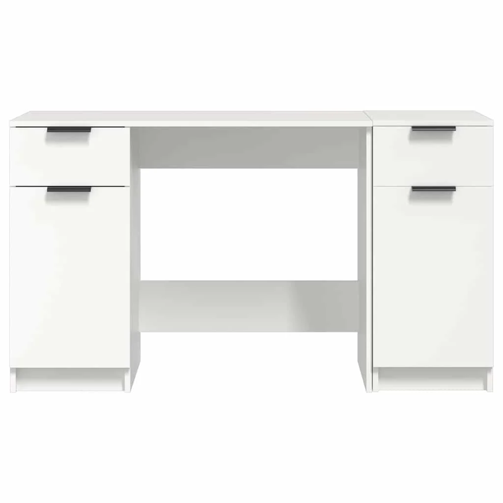 Bureau avec armoire latérale 100 x 50 x 75 cm blanc bois d'ingénierie – vue en situation