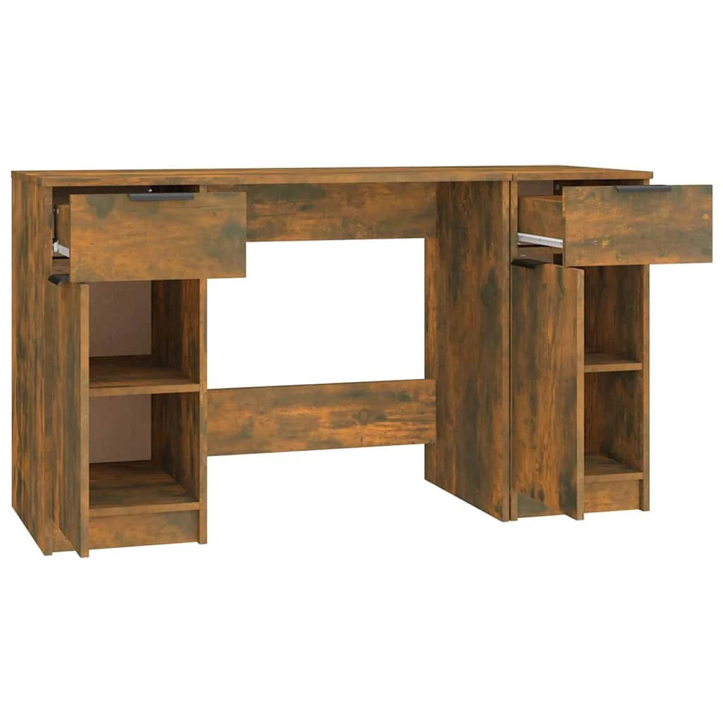 Bureau avec armoire latérale 100 x 50 x 75 cm chêne fumé bois d'ingénierie – vue de dessus