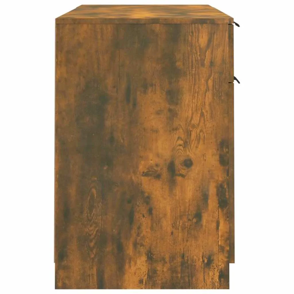 Bureau avec armoire latérale 100 x 50 x 75 cm chêne fumé bois d'ingénierie – vue de dos