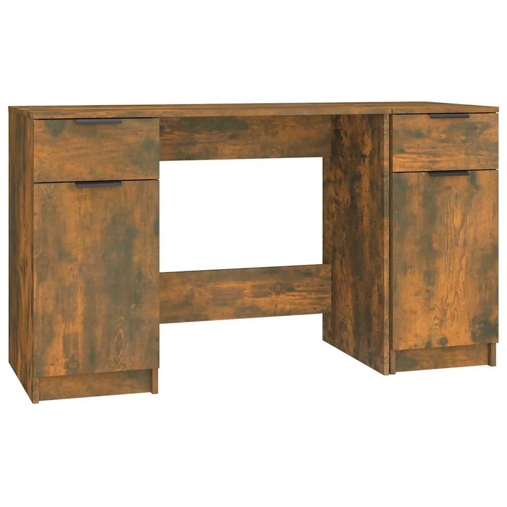 Bureau avec armoire latérale 100 x 50 x 75 cm chêne fumé bois d'ingénierie – vue de côté