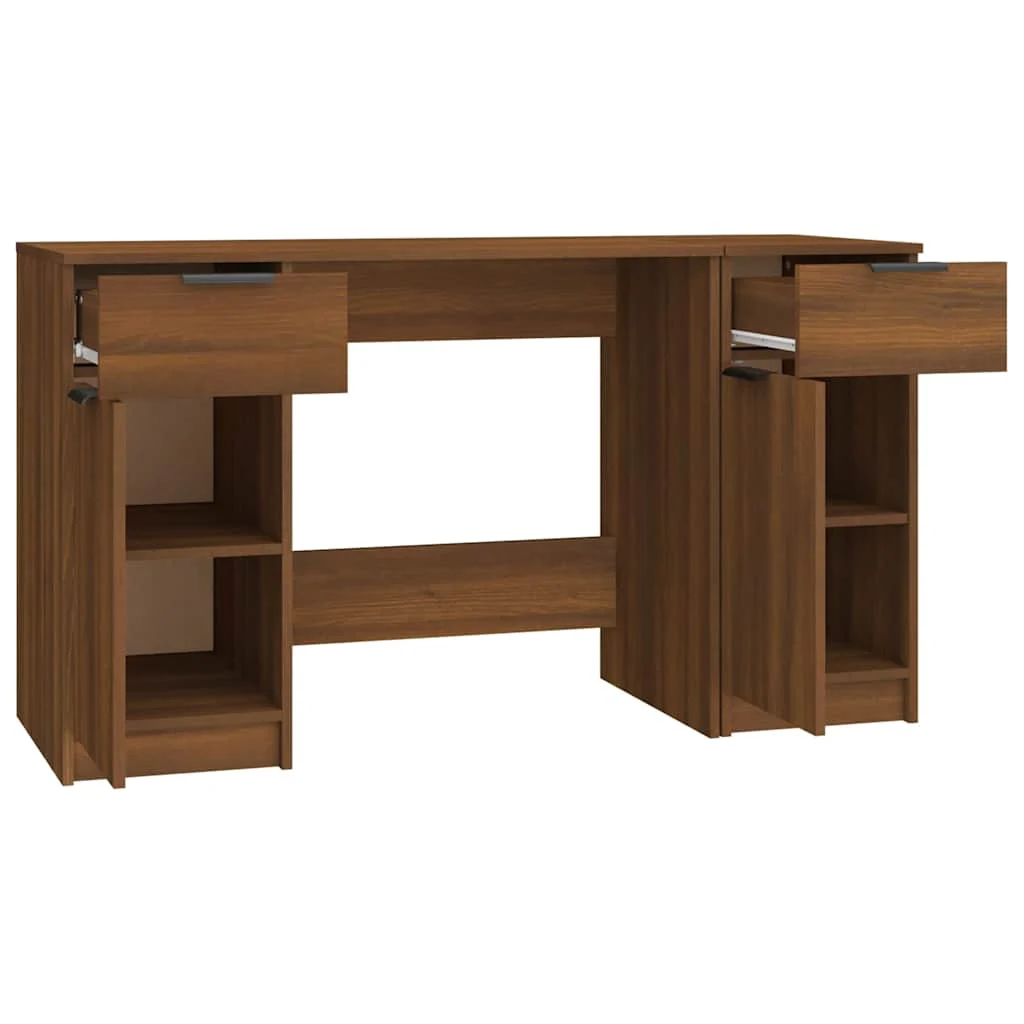 Bureau avec armoire latérale 100 x 50 x 75 cm chêne marron bois d'ingénierie – vue de dessus