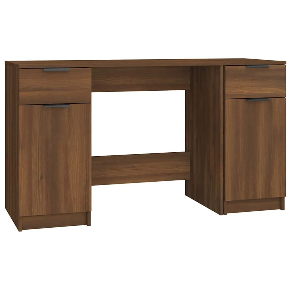 Bureau avec armoire latérale 100 x 50 x 75 cm chêne marron bois d'ingénierie – vue de côté