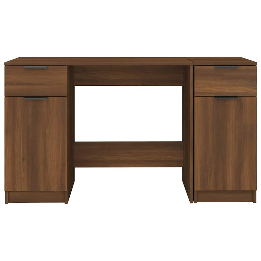 Bureau avec armoire latérale 100 x 50 x 75 cm chêne marron bois d'ingénierie – vue en situation
