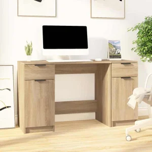 Bureau avec armoire latérale 100 x 50 x 75 cm chêne sonoma bois d'ingénierie – vue d’ensemble