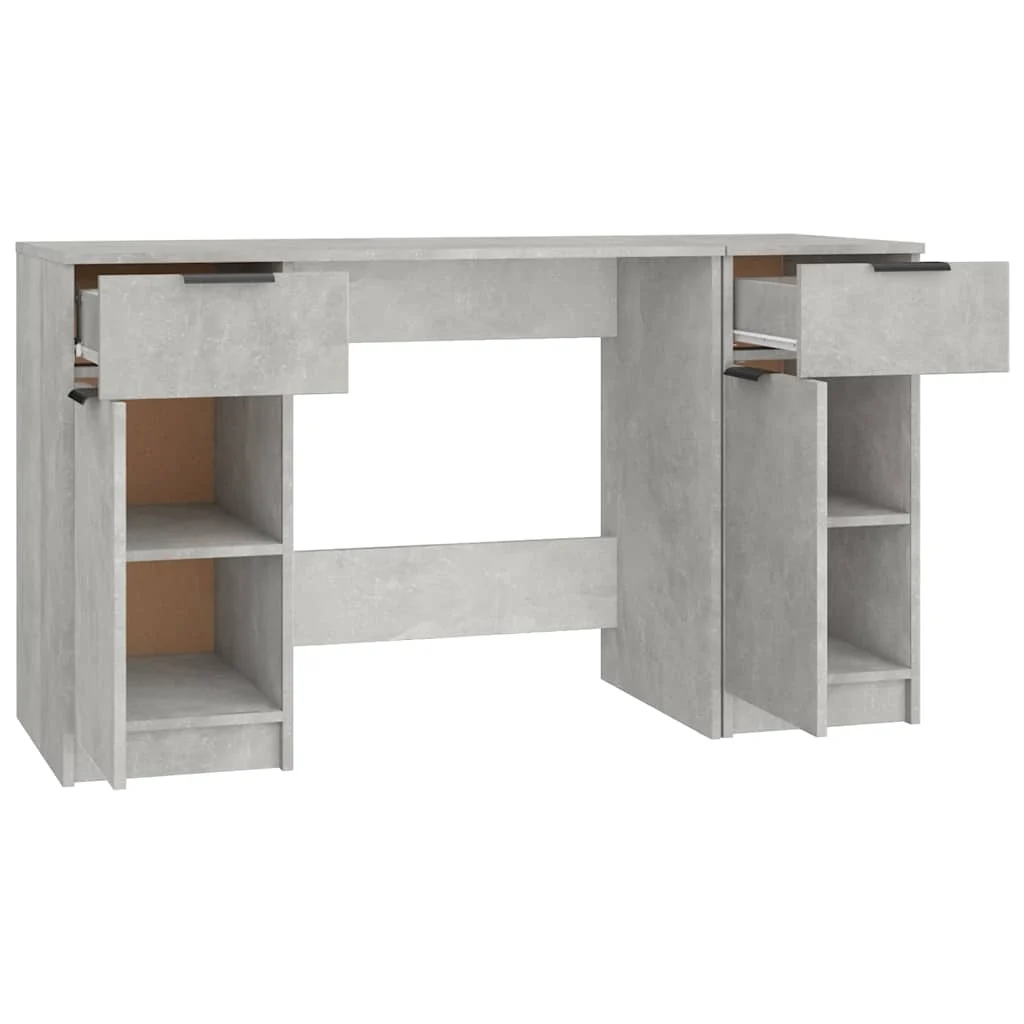 Bureau avec armoire latérale 100 x 50 x 75 cm gris béton bois d'ingénierie – vue de dessus
