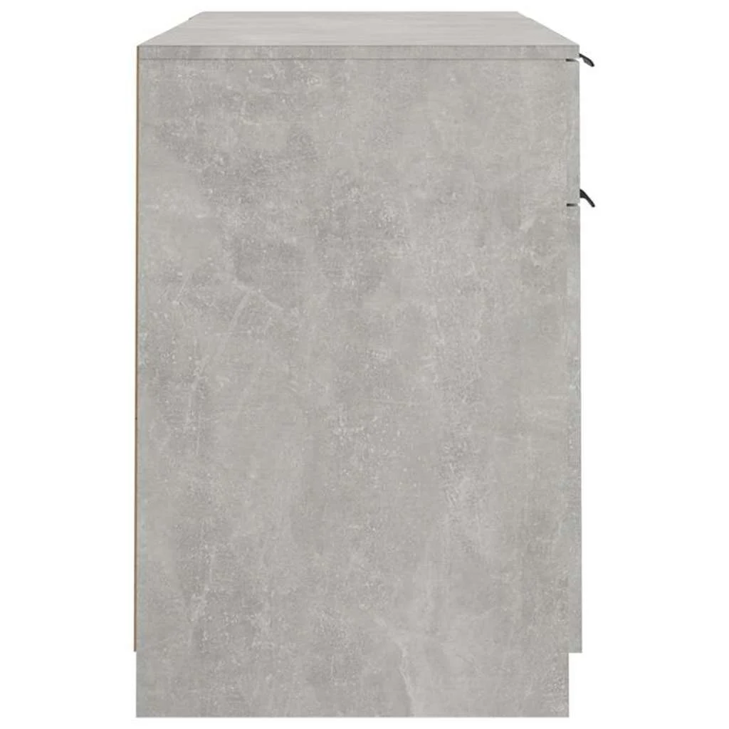 Bureau avec armoire latérale 100 x 50 x 75 cm gris béton bois d'ingénierie – vue de dos
