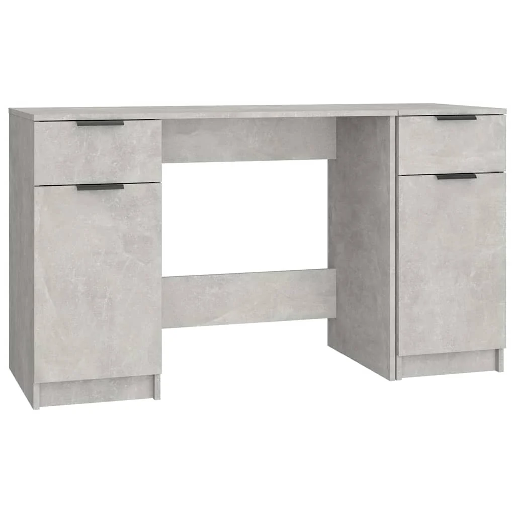 Bureau avec armoire latérale 100 x 50 x 75 cm gris béton bois d'ingénierie – vue de côté