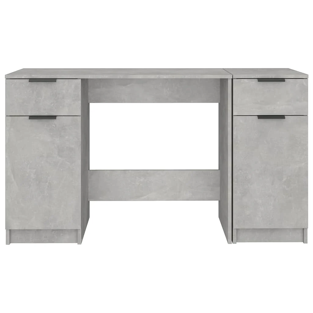 Bureau avec armoire latérale 100 x 50 x 75 cm gris béton bois d'ingénierie – vue en situation