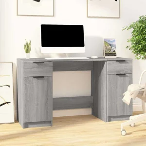 Bureau avec armoire latérale 100 x 50 x 75 cm sonoma gris bois d'ingénierie – vue d’ensemble