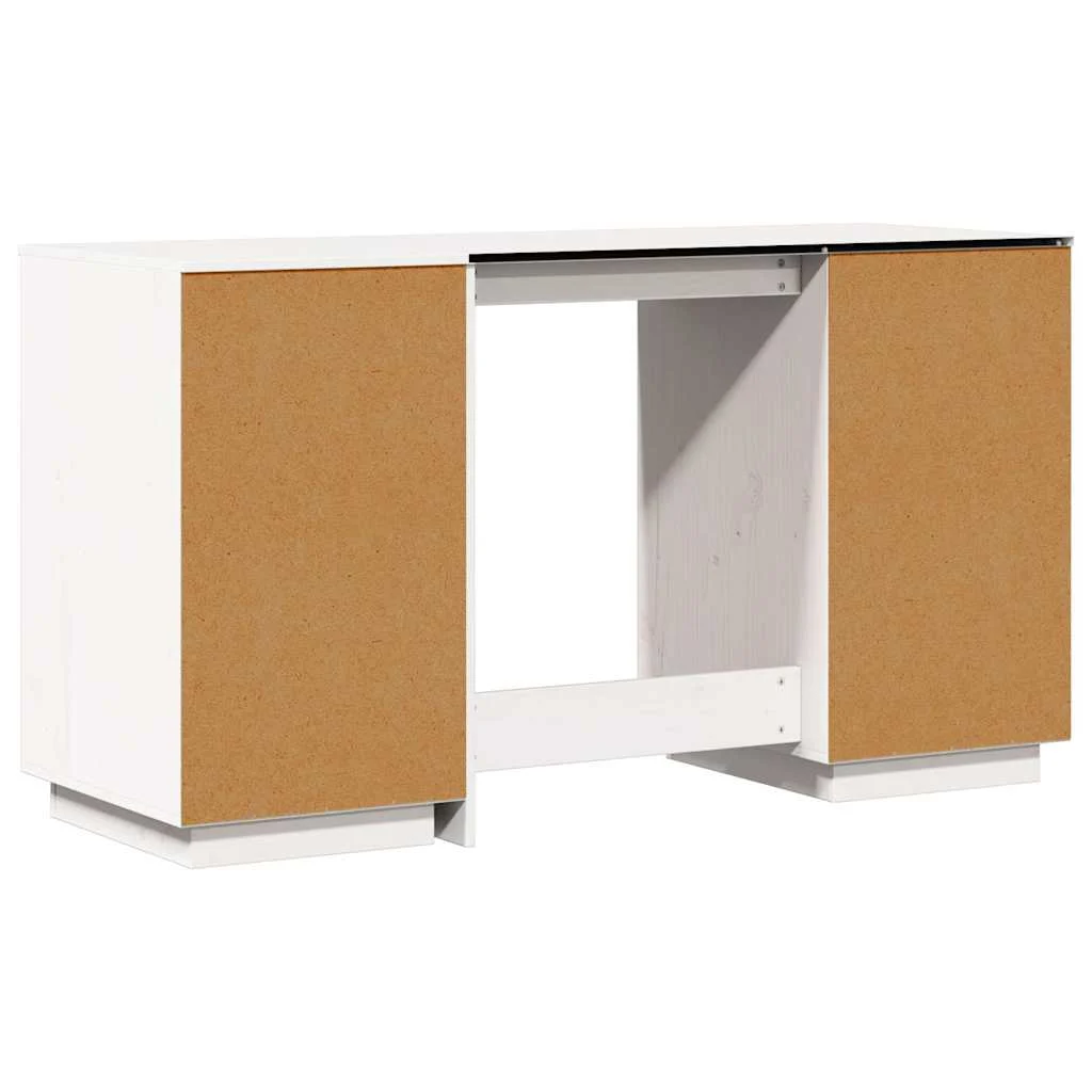 Bureau avec armoires 135 x 50 x 75 cm blanc bois massif – vue de dos