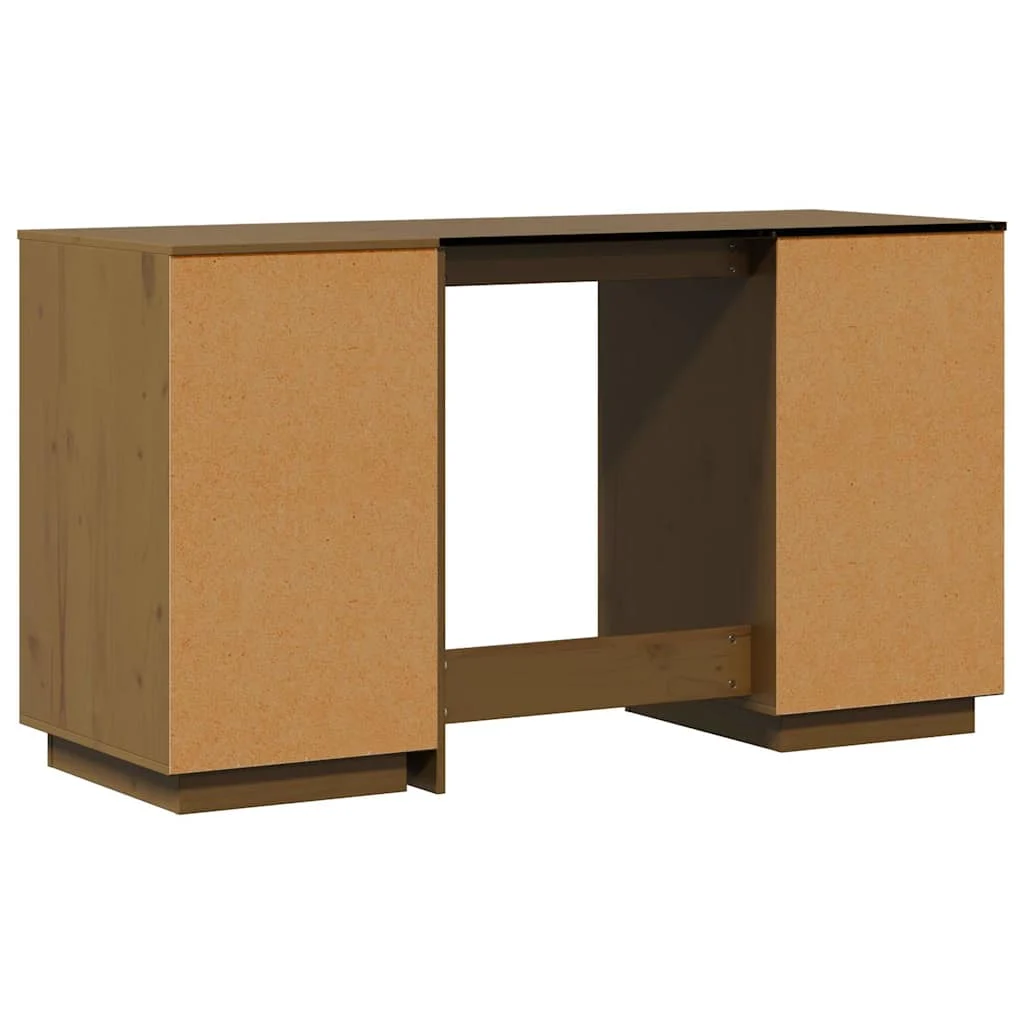 Bureau avec armoires 135 x 50 x 75 cm marron miel bois massif – vue en situation