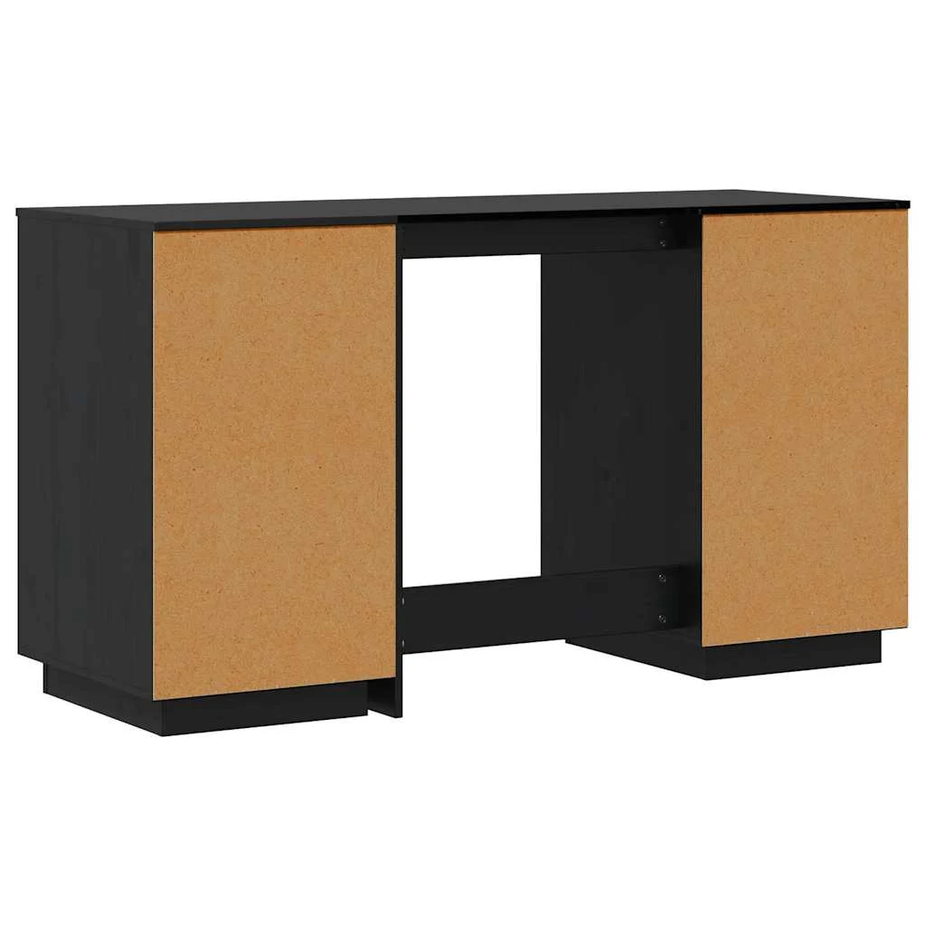 Bureau avec armoires 135 x 50 x 75 cm noir bois massif – vue en situation
