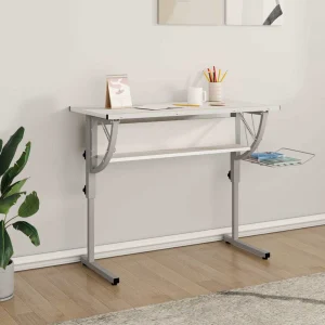 Bureau d'artisanat 110 x 53 x 87 cm blanc bois d'ingénierie – vue d’ensemble