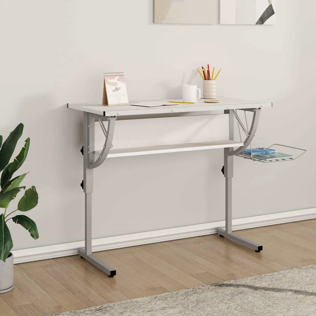 Bureau d'artisanat 110 x 53 x 87 cm blanc bois d'ingénierie – vue d’ensemble