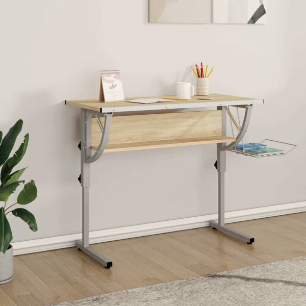 Bureau d'artisanat 110 x 53 x 87 cm chêne sonoma bois d'ingénierie – vue d’ensemble