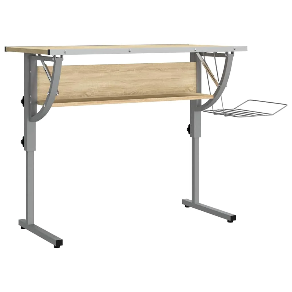 Bureau d'artisanat 110 x 53 x 87 cm chêne sonoma bois d'ingénierie – vue de côté