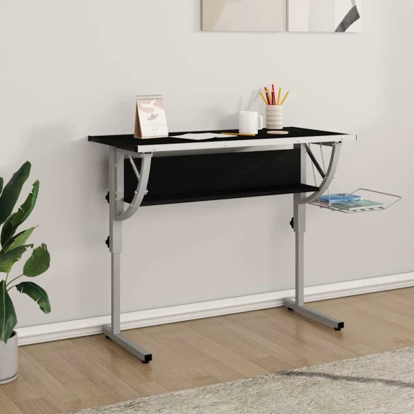 Bureau d'artisanat 110 x 53 x 87 cm noir bois d'ingénierie – vue d’ensemble