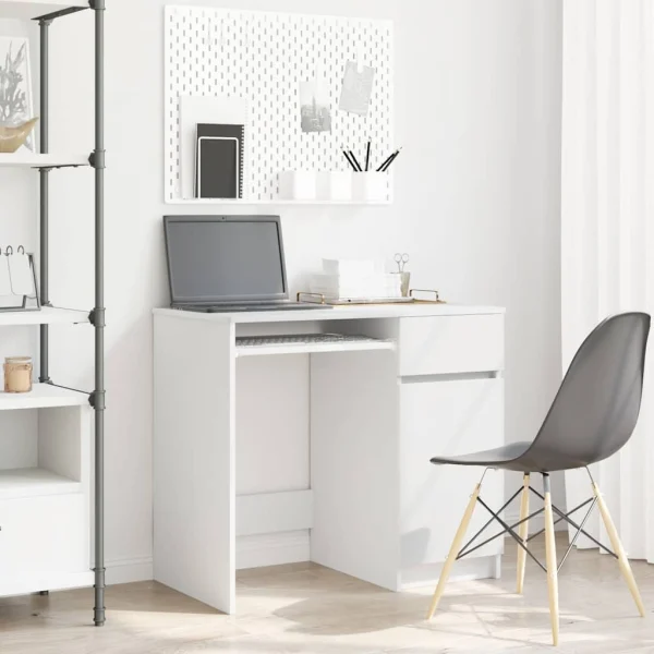 Bureau banc 86 x 49 x 76 cm blanc bois d'ingénierie – vue d’ensemble