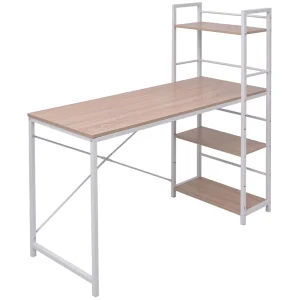 Bureau avec bibliothèque à 4 niveaux 120 x 52 x 120 cm brun bois d'ingénierie – vue d’ensemble