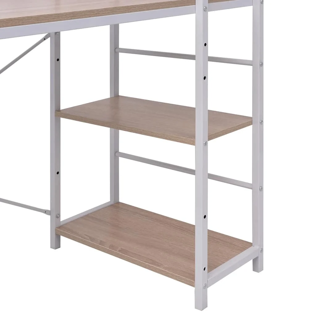 Bureau avec bibliothèque à 4 niveaux 120 x 52 x 120 cm brun bois d'ingénierie – vue de détail