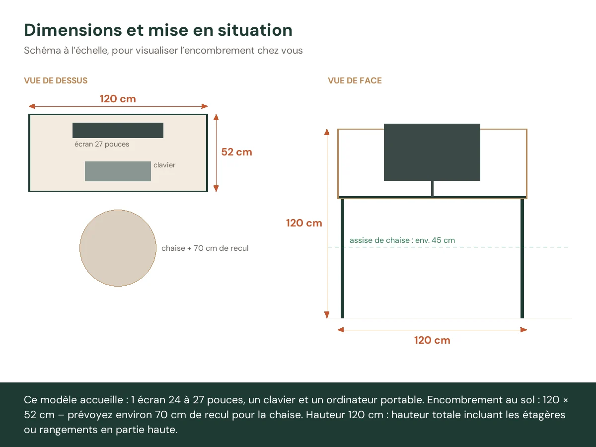 Bureau avec bibliothèque à 4 niveaux 120 x 52 x 120 cm brun bois d'ingénierie – vue de face