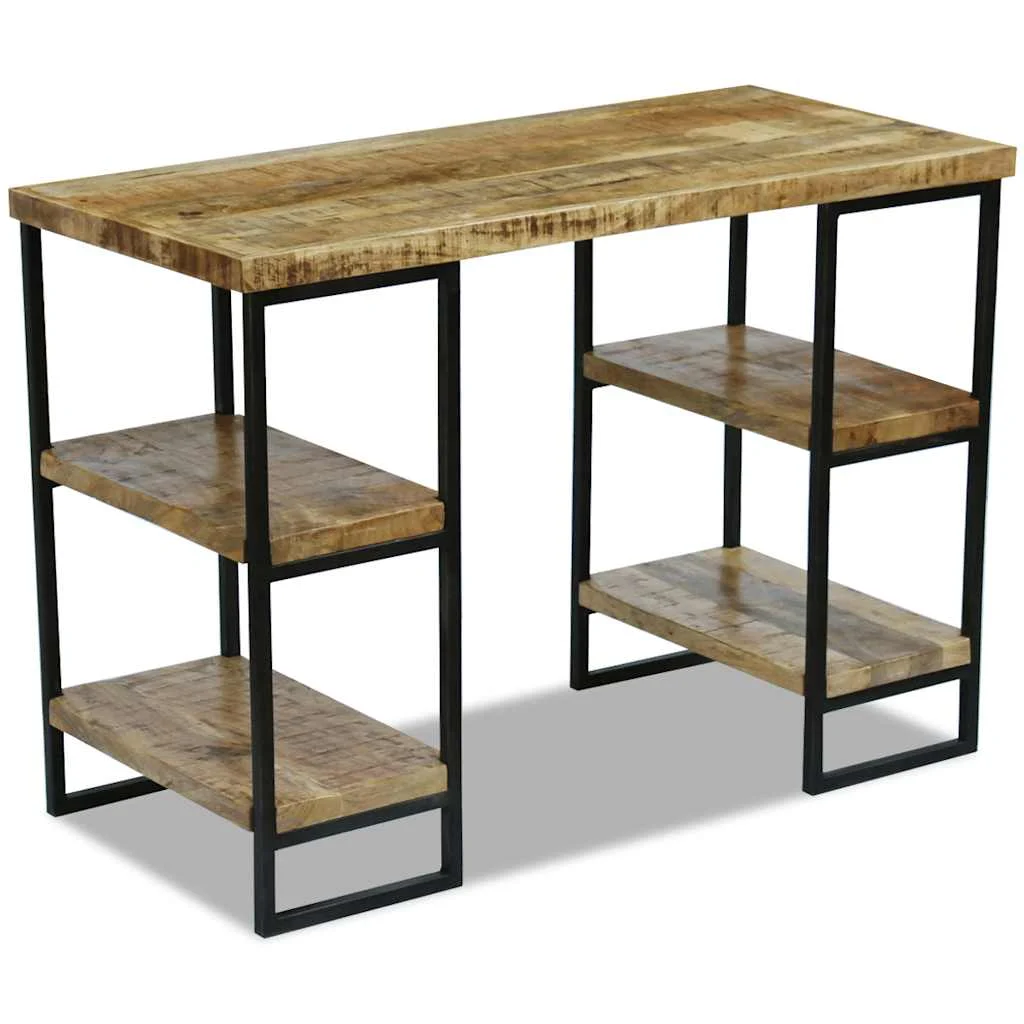 Bureau en bois 110 x 50 x 76 cm brun acier – vue de détail