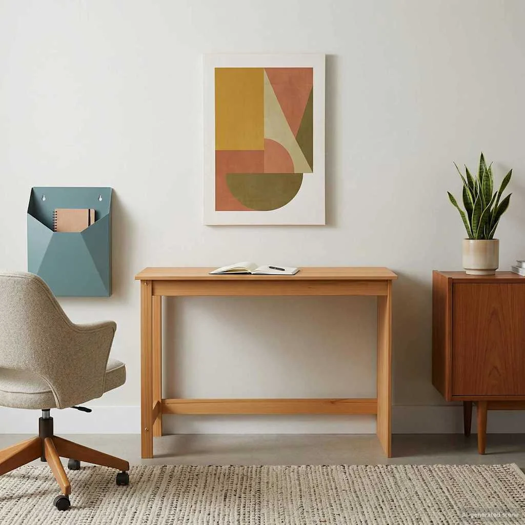 Bureau Bois 112 x 50 x 75 cm marron miel bois massif de pin – vue de détail