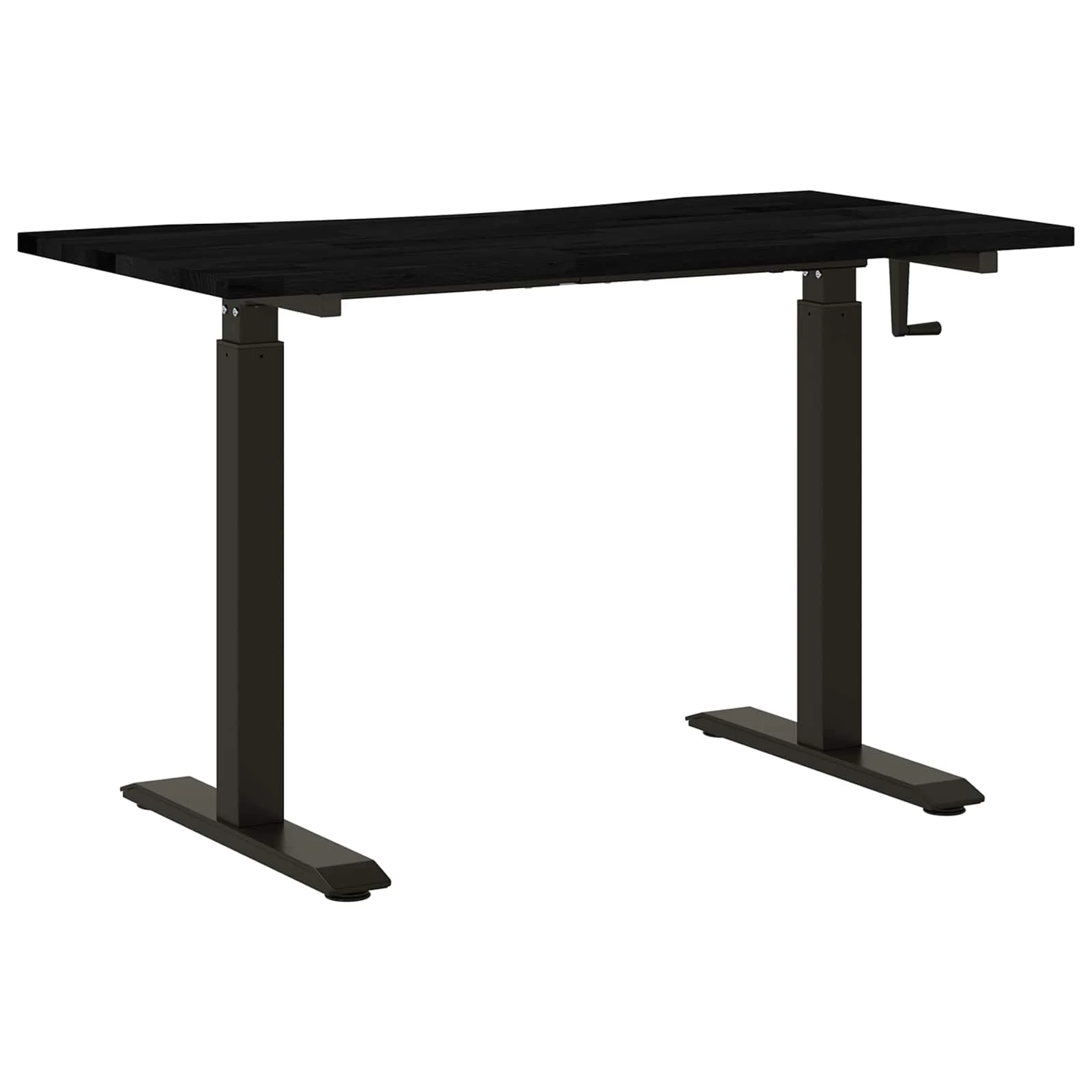 Bureau Bois 120 x 60 cm noir et marron foncé bois massif de chêne – vue de dessus