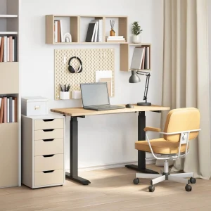 Bureau Bois 120 x 60 cm noir et naturel bois massif de chêne – vue d’ensemble