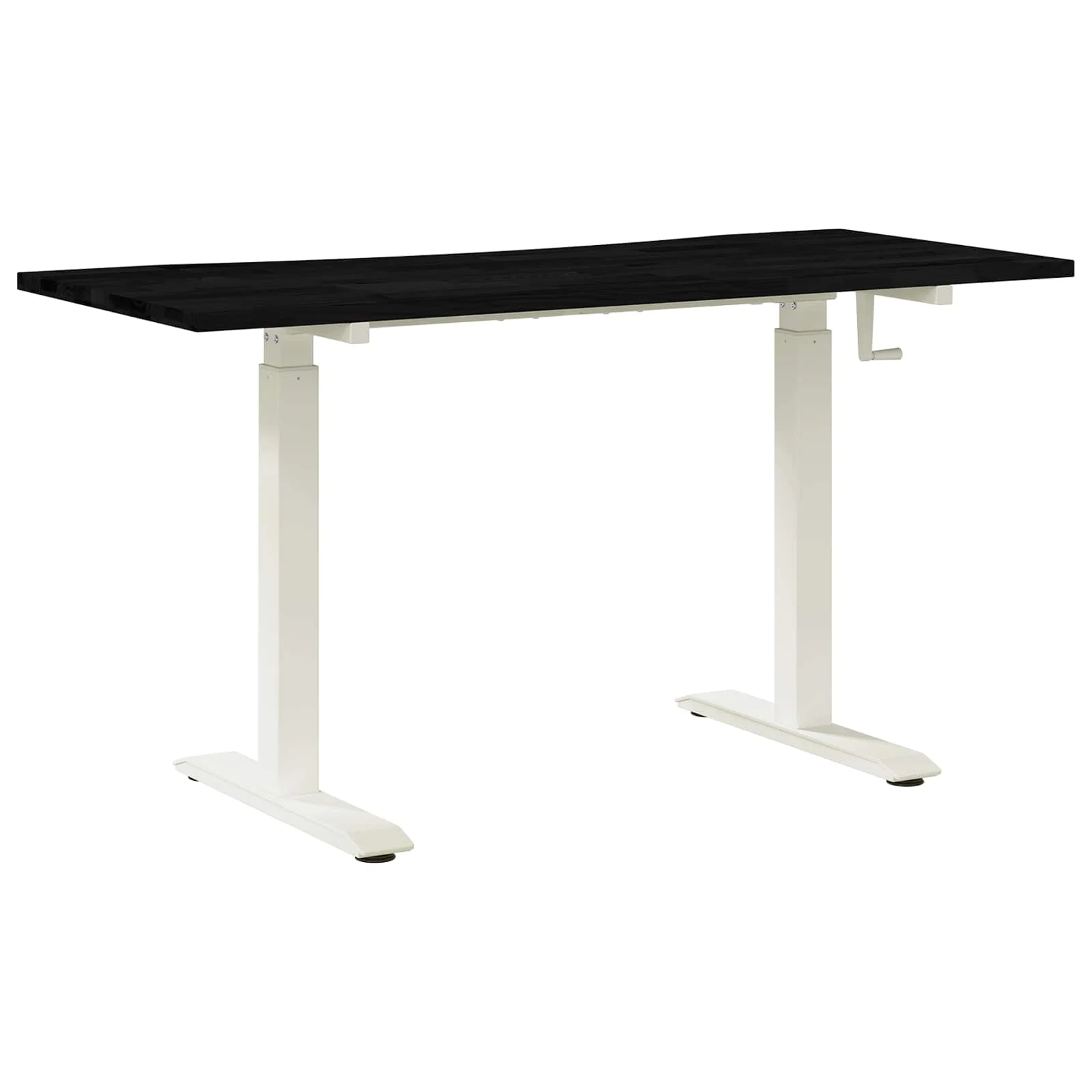 Bureau Bois 140 x 60 cm blanc et marron foncé bois massif de chêne – vue de dessus