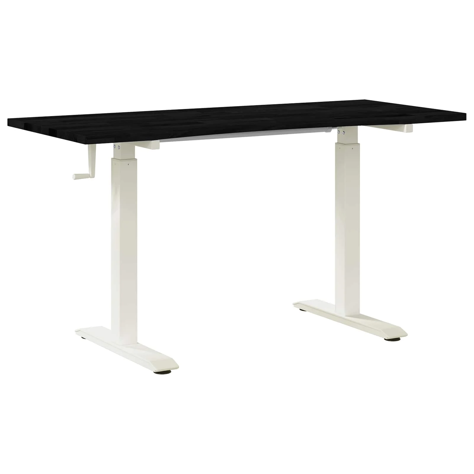 Bureau Bois 140 x 60 cm blanc et marron foncé bois massif de chêne – vue de face