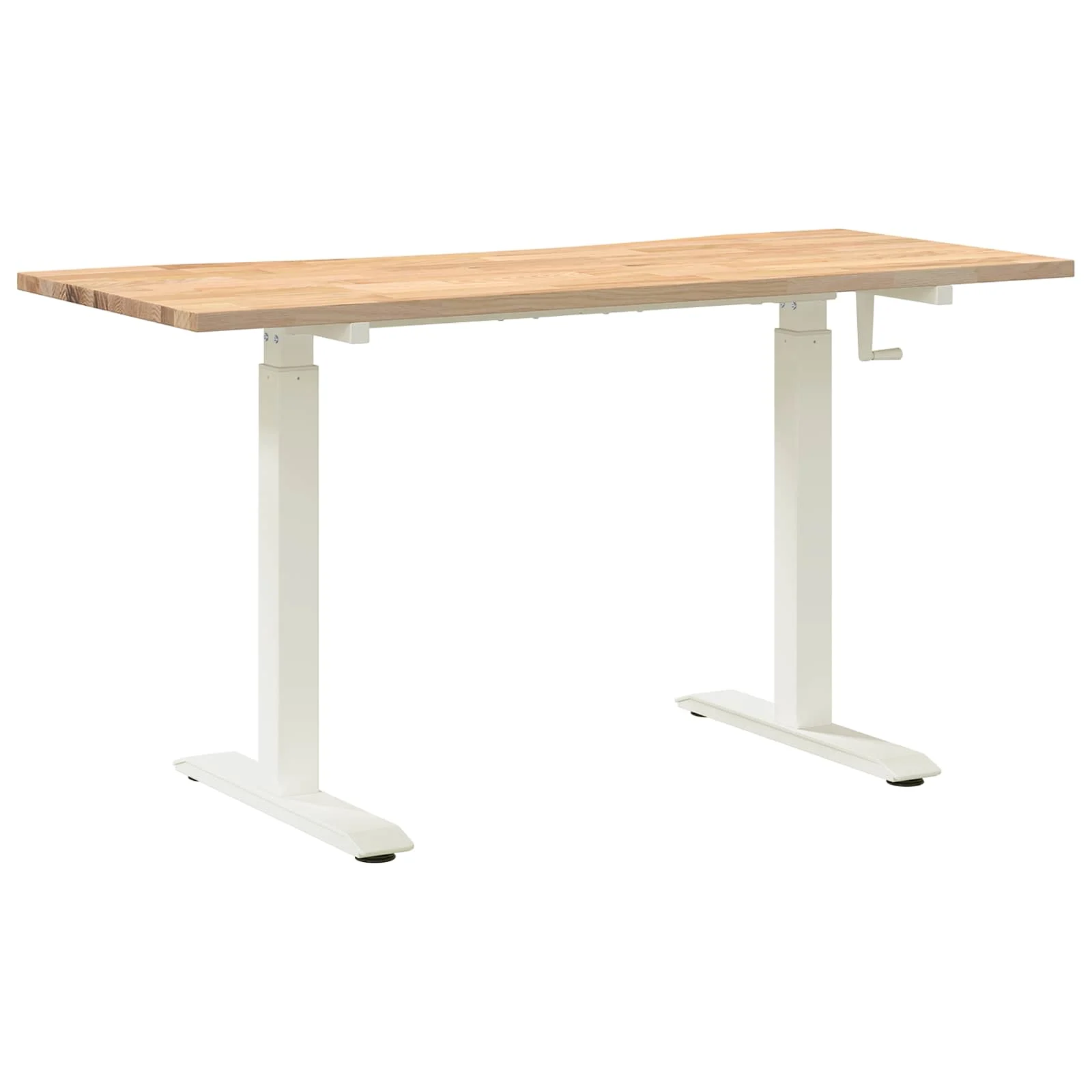 Bureau Bois 140 x 60 cm blanc et naturel bois massif de chêne – vue de dessus