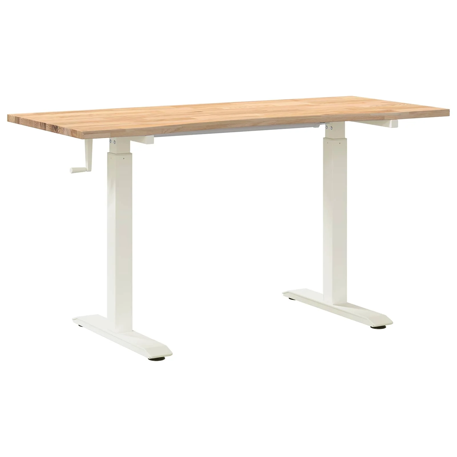 Bureau Bois 140 x 60 cm blanc et naturel bois massif de chêne – vue de face