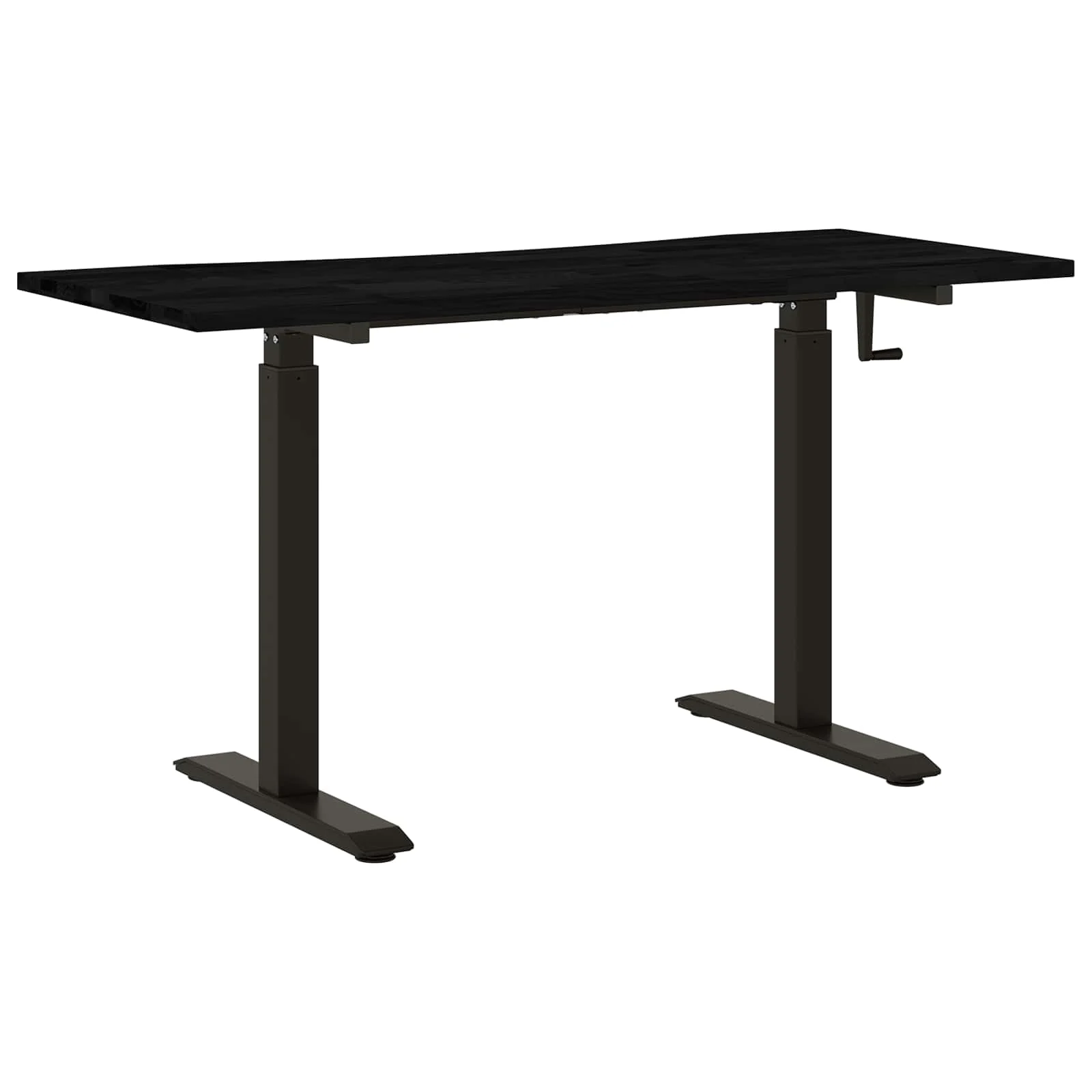 Bureau Bois 140 x 60 cm noir et marron foncé bois massif de chêne – vue de dessus