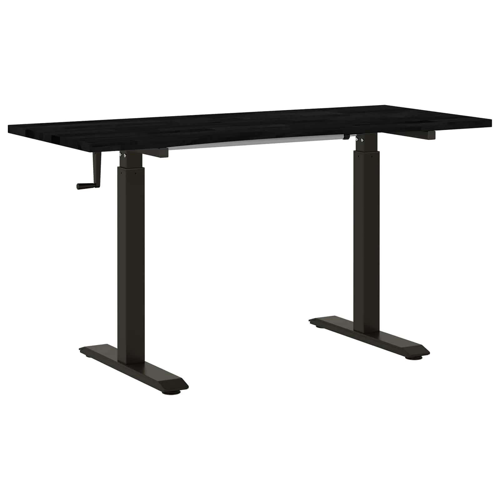 Bureau Bois 140 x 60 cm noir et marron foncé bois massif de chêne – vue de face