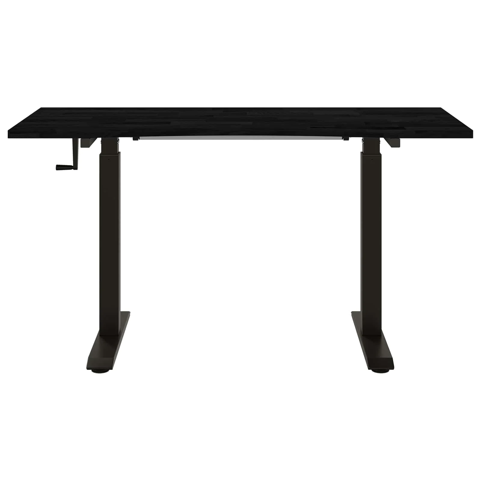 Bureau Bois 140 x 60 cm noir et marron foncé bois massif de chêne – vue de détail
