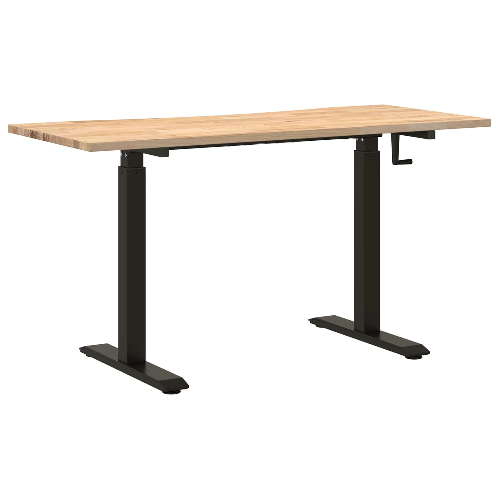 Bureau Bois 140 x 60 cm noir et naturel bois massif de chêne – vue de dessus