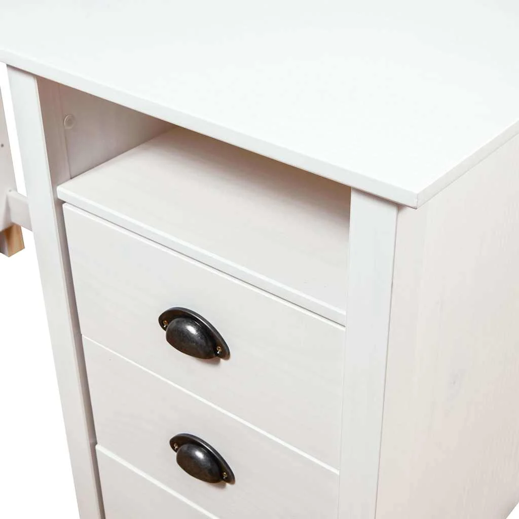 Bureau Bois 150 x 50 x 74 cm blanc bois massif de pin – vue de dessus